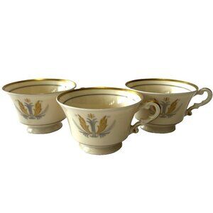VTG Rare Set(3) Govern Clinton Syracuse China Tea Cup Coffee Mug Ivory Gold Trim